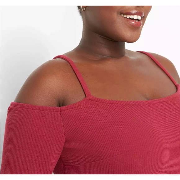 LANE BRYANT COLD SHOULDER LONG SLEEVE RIBBED BODYCON MIDI DRESS Sz 18/20 - Picture 2 of 7